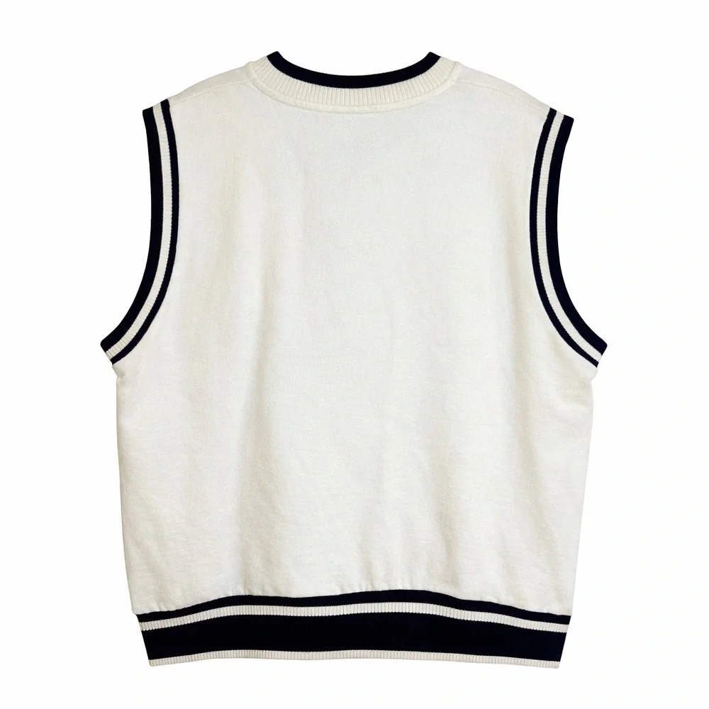 ZARA Knit Sweater Vest V-Neck Sleeveless White Size L - Picture 3 of 8